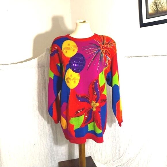 I.B. Diffusion VTG Original 90's Colorful Sweater Size Small - Picture 1 of 9